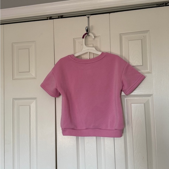 Hello Kitty Pink Short Sleeve Metallic Graphic Sweatshirt - Picture 2 of 2